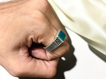 Green Aqeeq / Agate Ring
