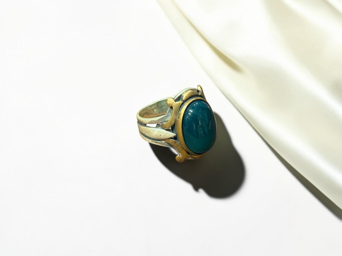 Green Aqeeq / Agate Ring