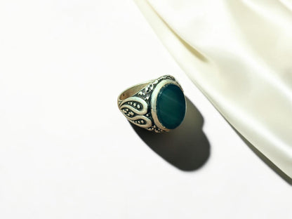 Green Aqeeq / Agate Ring