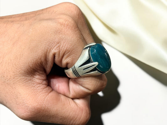 Green Aqeeq / Agate Ring