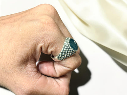 Green Aqeeq / Agate Ring