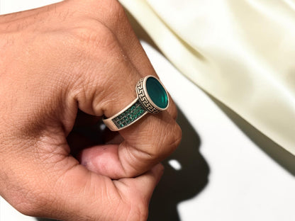 Green Aqeeq / Agate Ring