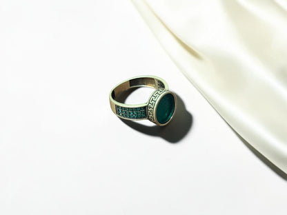 Green Aqeeq / Agate Ring
