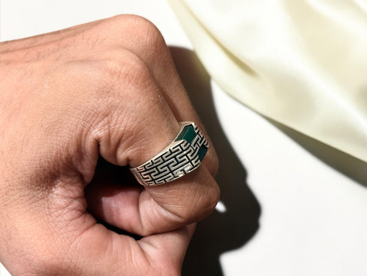 Green Aqeeq / Agate Ring