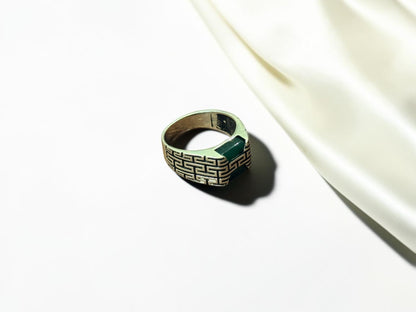Green Aqeeq / Agate Ring