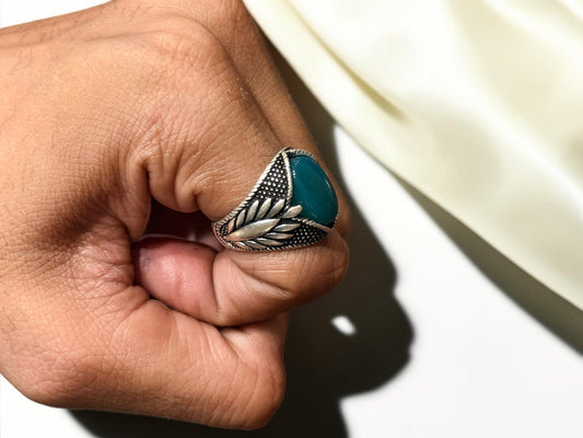 Green Aqeeq / Agate Ring