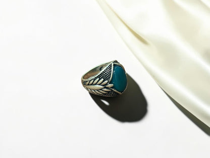 Green Aqeeq / Agate Ring