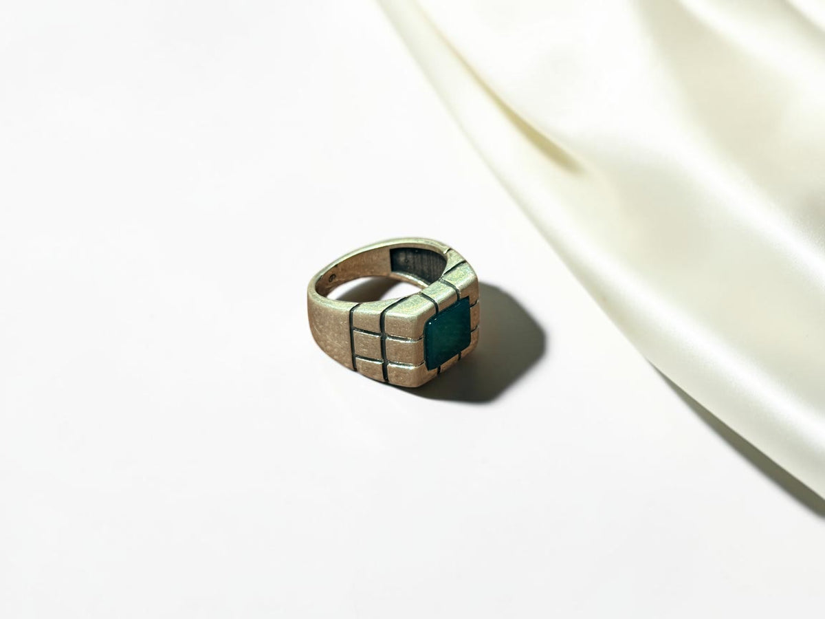 Green Aqeeq / Agate Ring