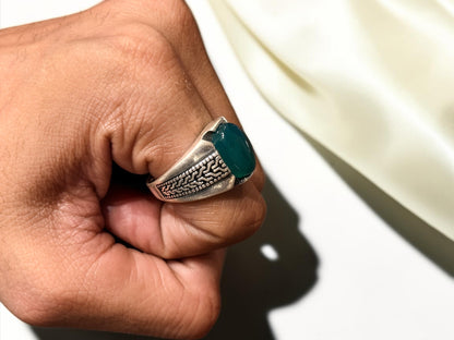 Green Aqeeq / Agate Ring