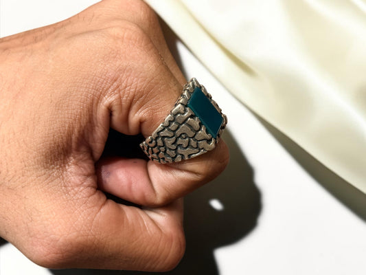 Green Aqeeq / Agate Ring