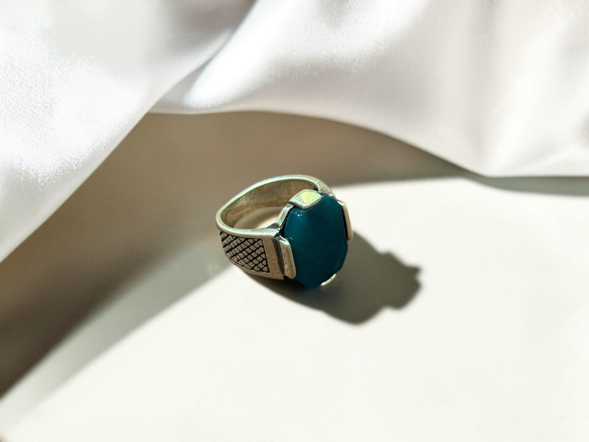 Green Aqeeq / Agate Ring