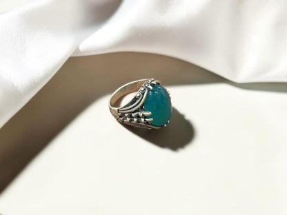 Green Aqeeq / Agate Ring