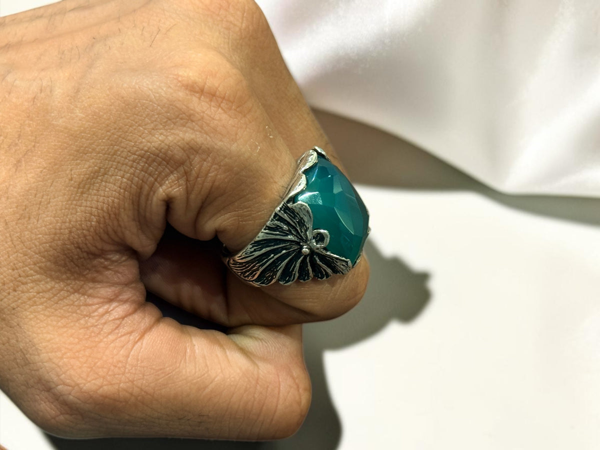 Green Aqeeq / Agate Ring