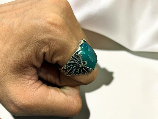 Green Aqeeq / Agate Ring