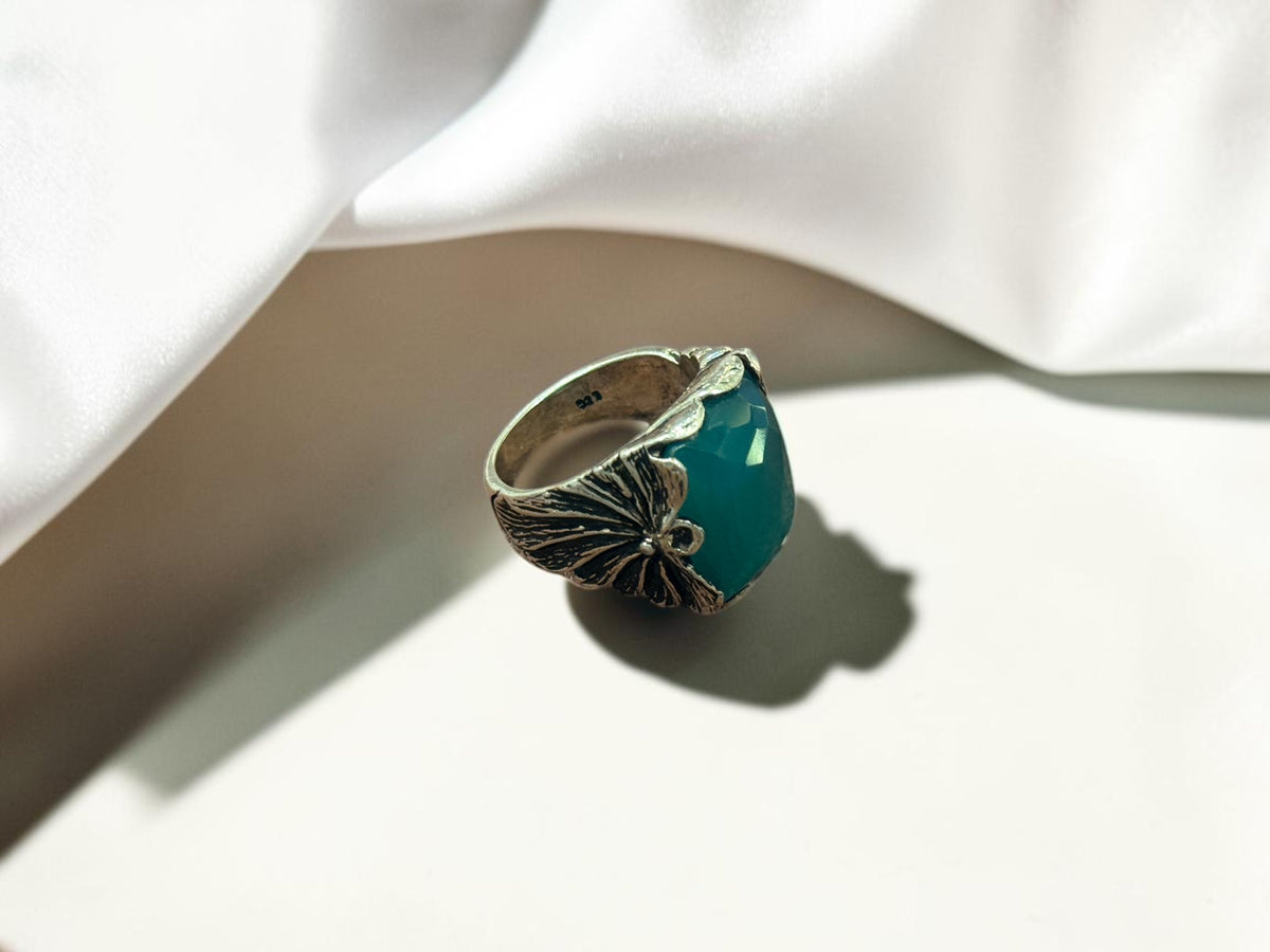 Green Aqeeq / Agate Ring