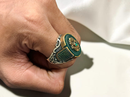 Green Aqeeq / Agate Ring