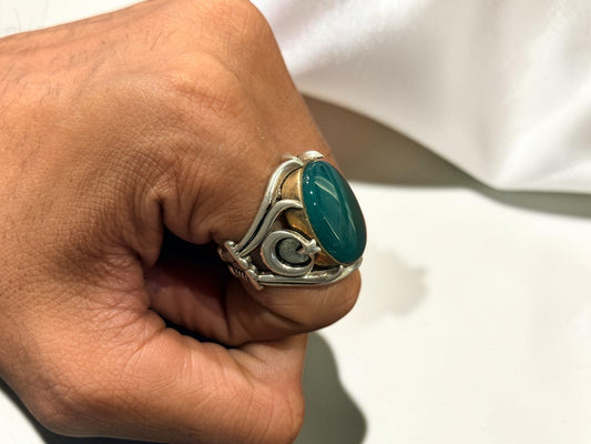 Green Aqeeq / Agate Ring