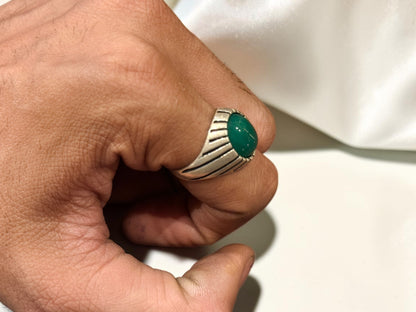 Green Aqeeq / Agate Ring