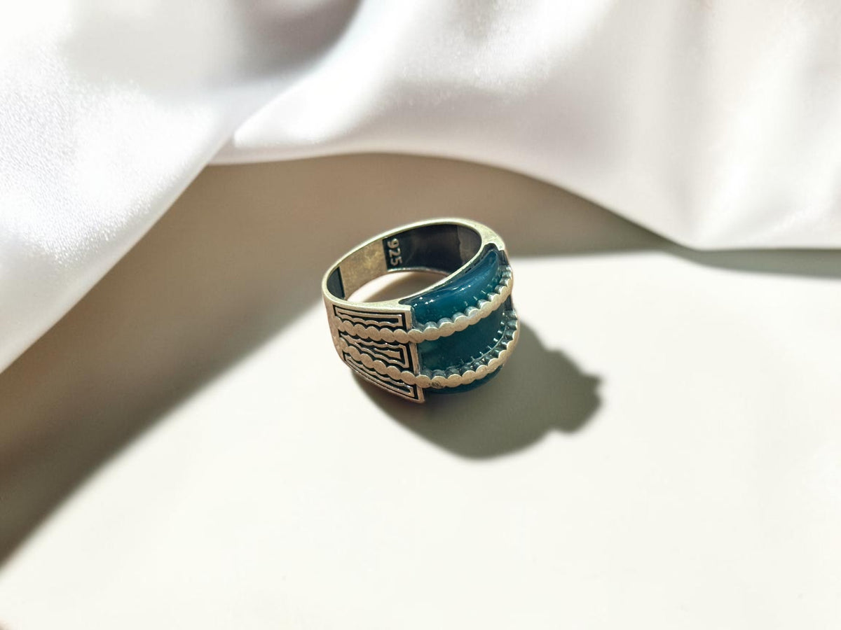 Green Aqeeq / Agate Ring