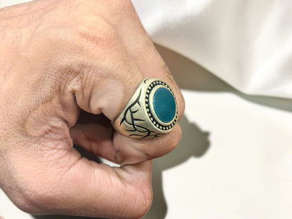 Green Aqeeq / Agate Ring