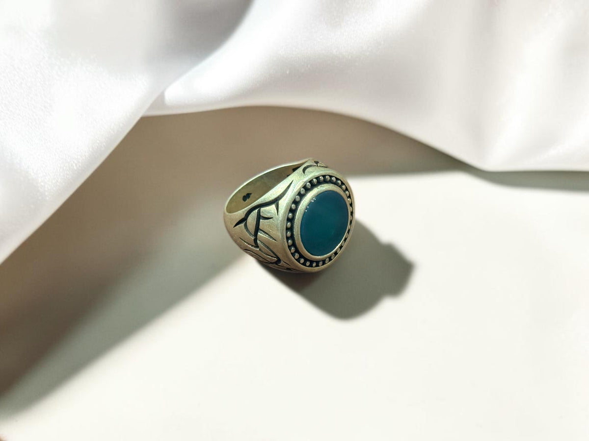 Green Aqeeq / Agate Ring