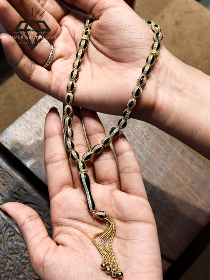 Pure 92.5 Sterling Silver black and golden toned Tasbeeh