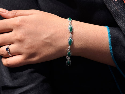 Premium Green Gemstones Bracelet For Women