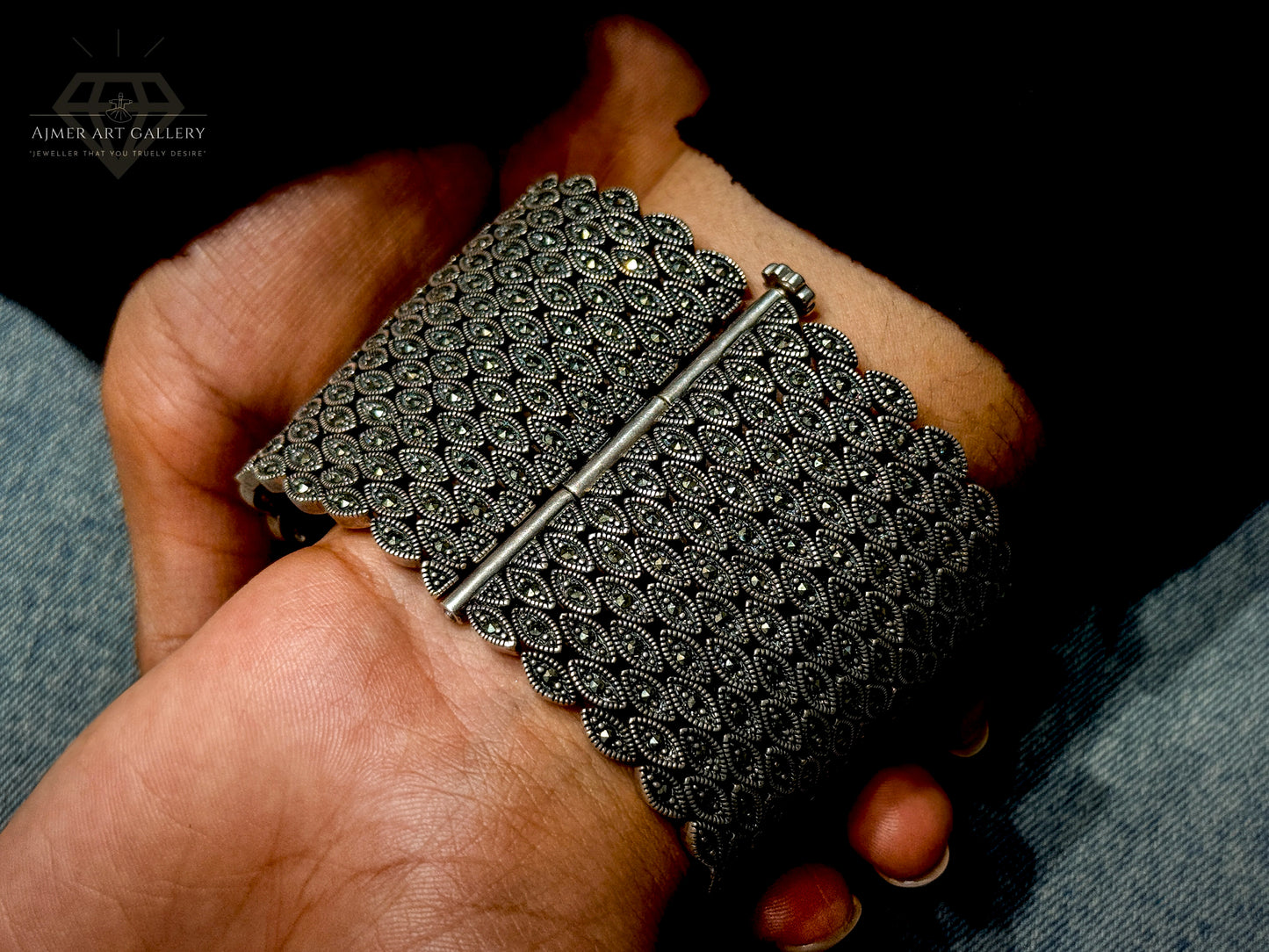 Broad size rich look Marcasite Bracelet For Women
