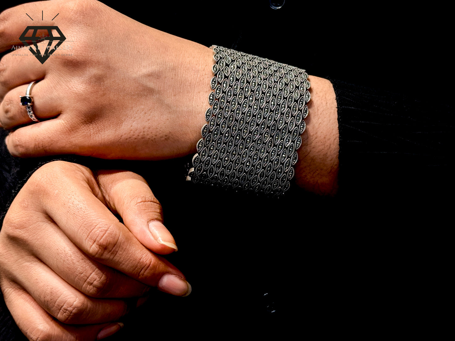 Broad size rich look Marcasite Bracelet For Women