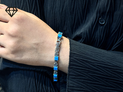 Marcasite Bracelet With Blue Stone Detailing For Women