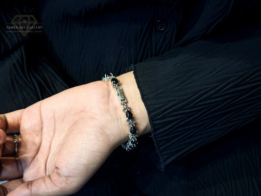Marcasite Bracelet With Black Stone For Women