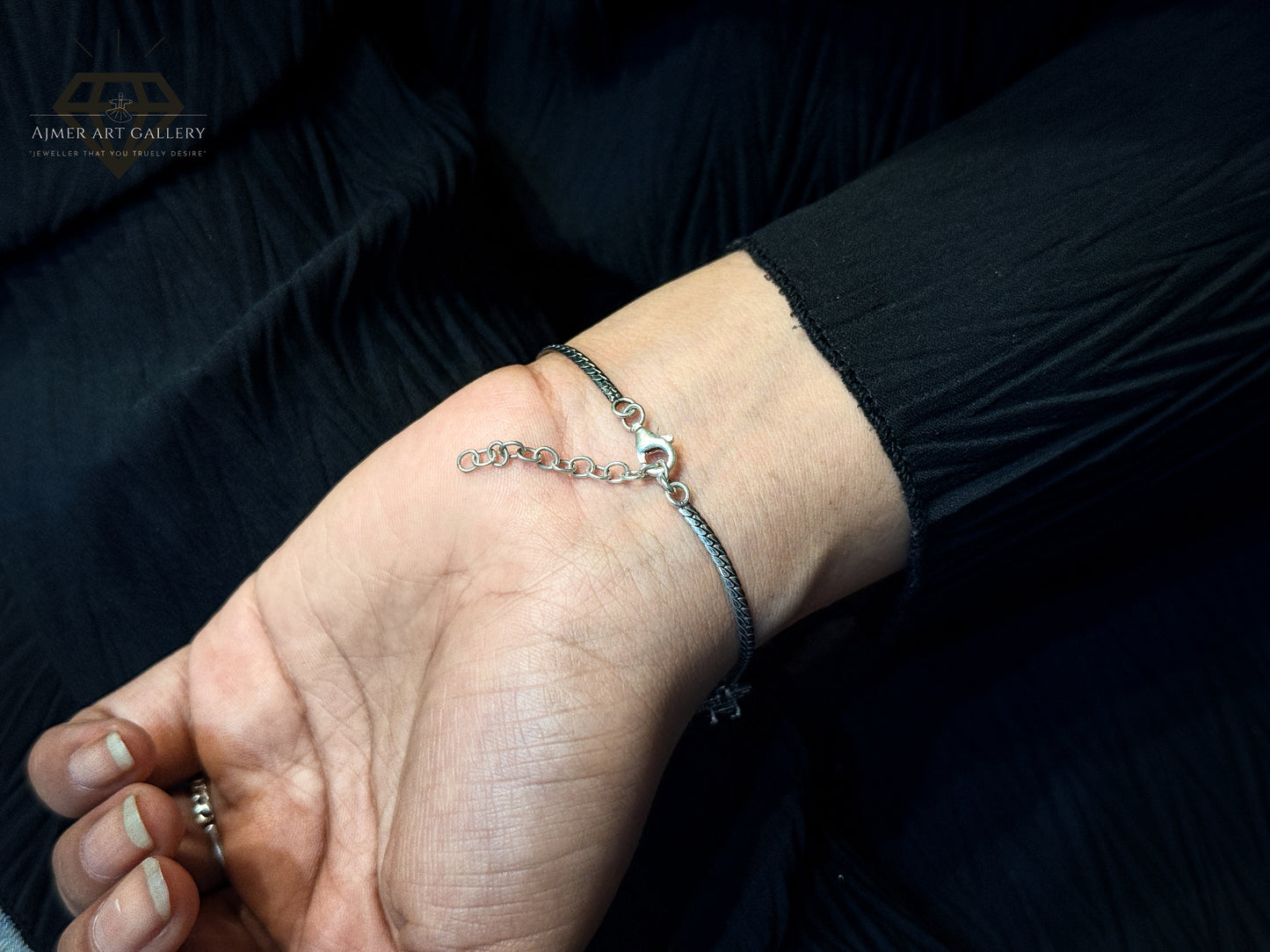 Marcasite Bracelet With Black Stone For Women