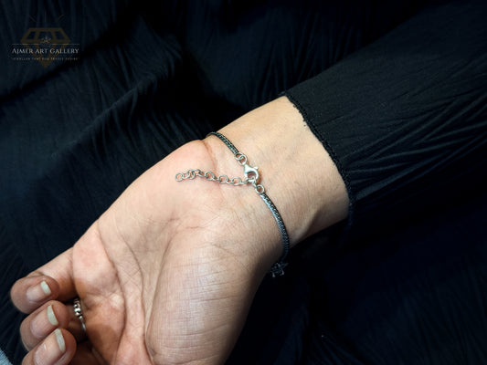 Marcasite Bracelet With Black Stone For Women