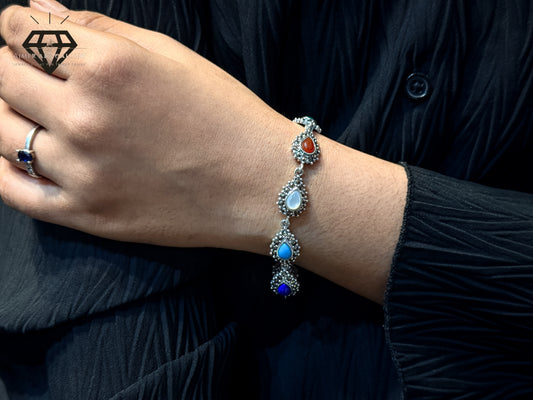 Marcasite Bracelet With Multicolor Stone For Women