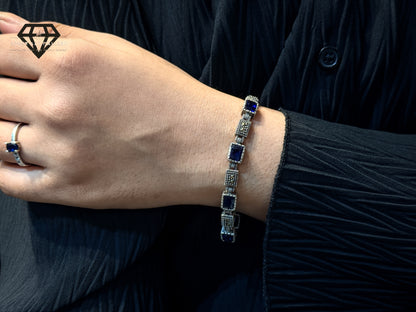 Marcasite Bracelet With Blur Stones For Women