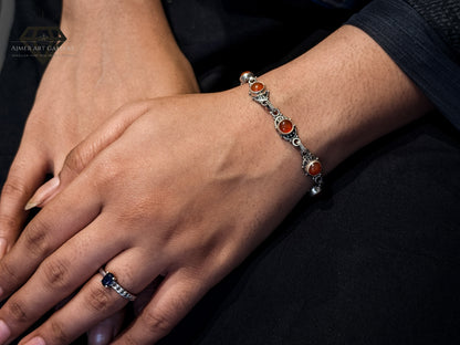 Red Gemstones Bracelet For Women