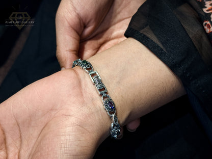 Blue ,Green And Red Gemstones Bracelet for Women