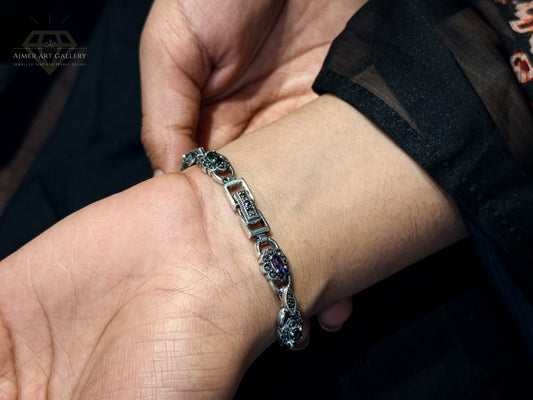 Blue ,Green And Red Gemstones Bracelet for Women