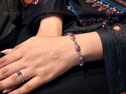 Premium Pink Gemstones Bracelet For Women