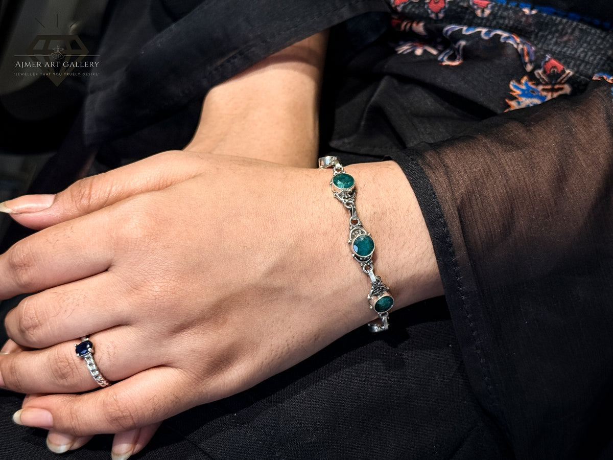 Premium Green Gemstones Bracelet For Women