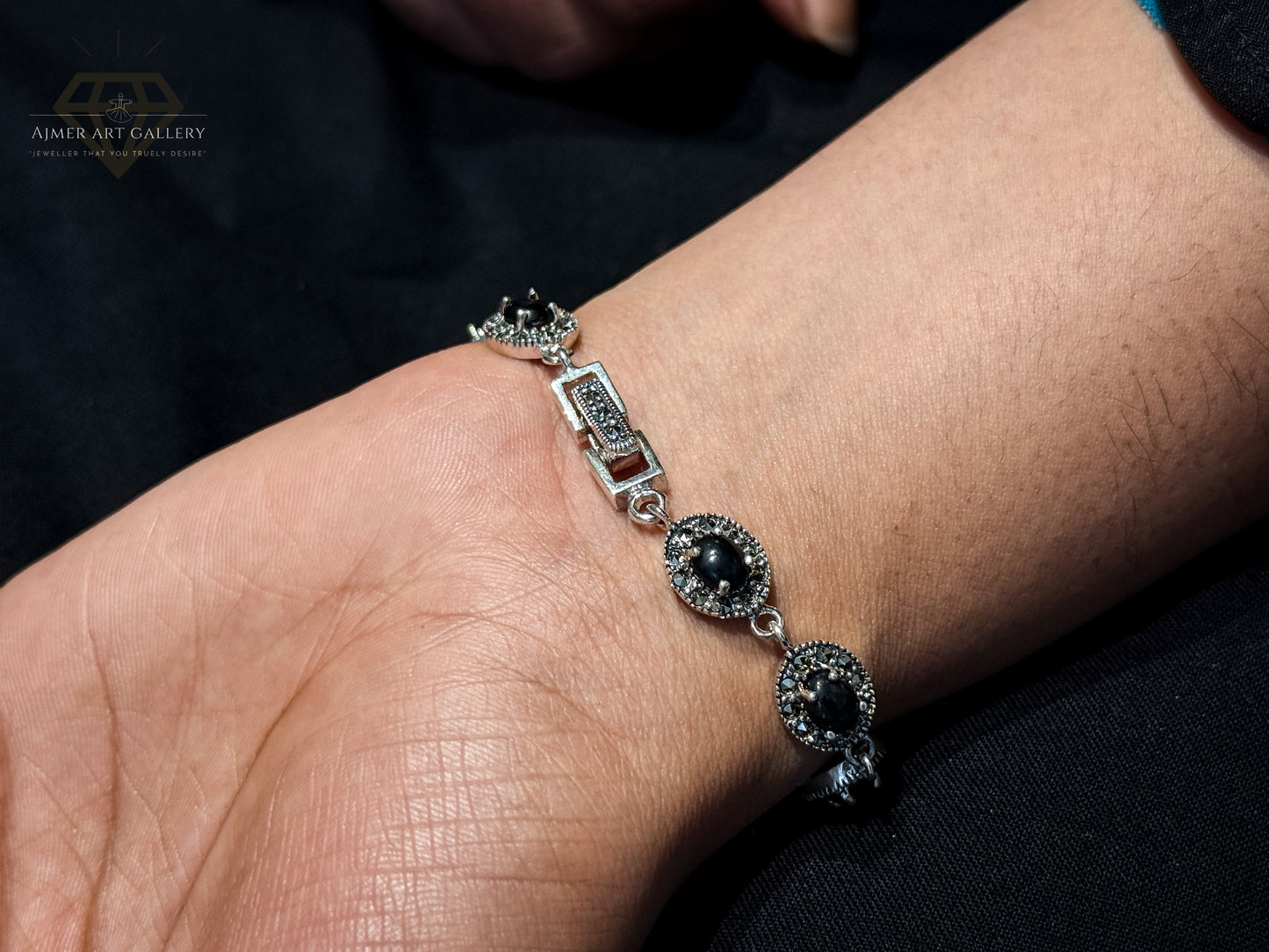 Premium Black Gemstones Bracelet For Women