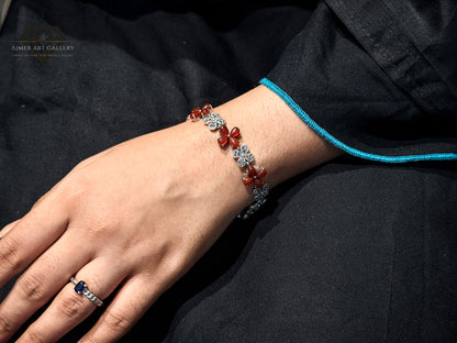 Premium Flower Design Gemstones Bracelet For Women
