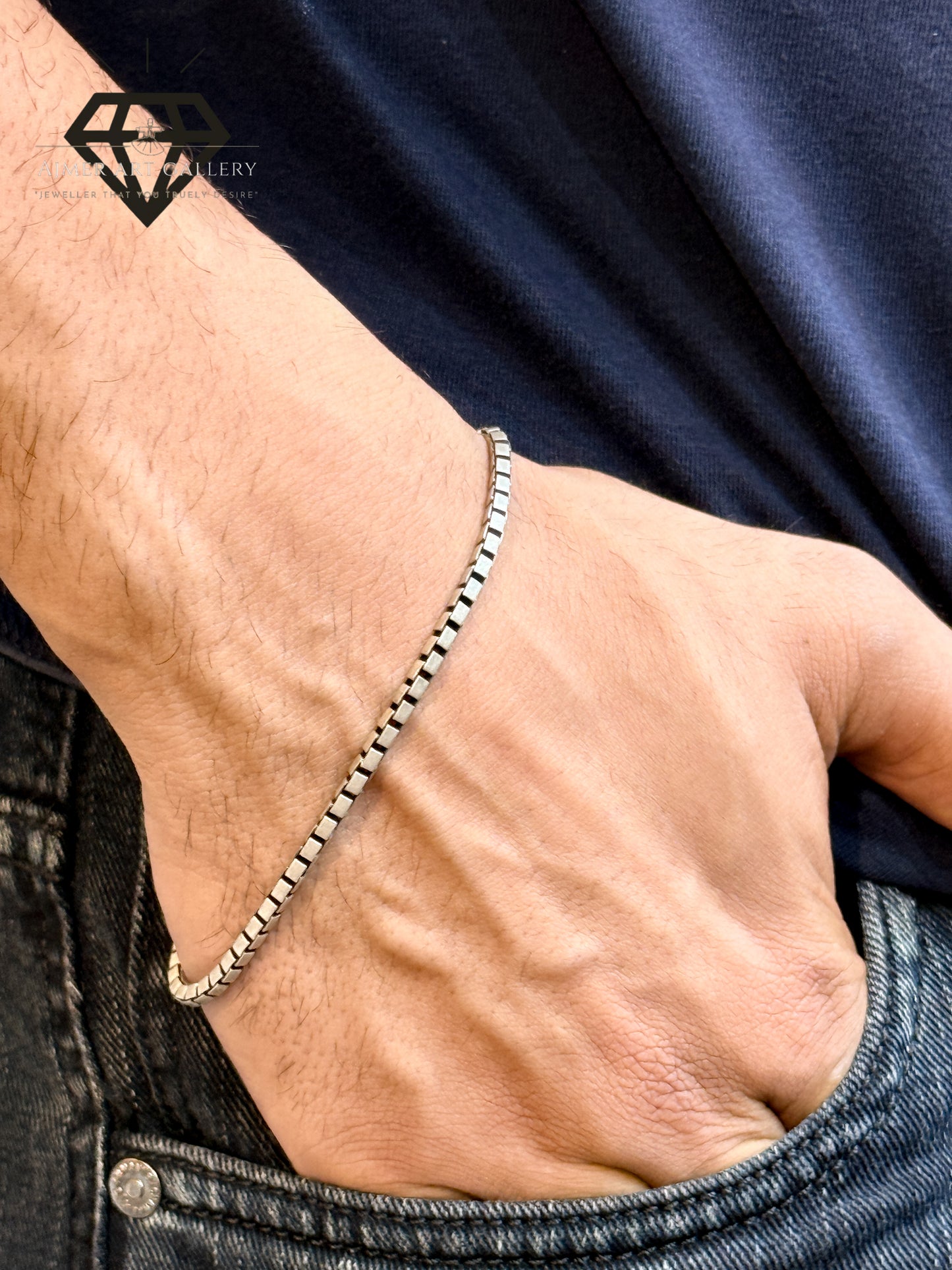 Sleek Sterling Silver Bracelet for Men