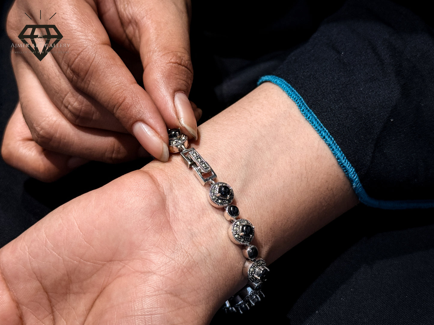 Premium Black Gemstones Bracelet For Women