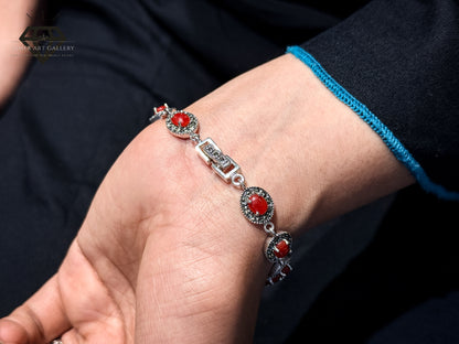Premium Red Gemstones Bracelet For Women