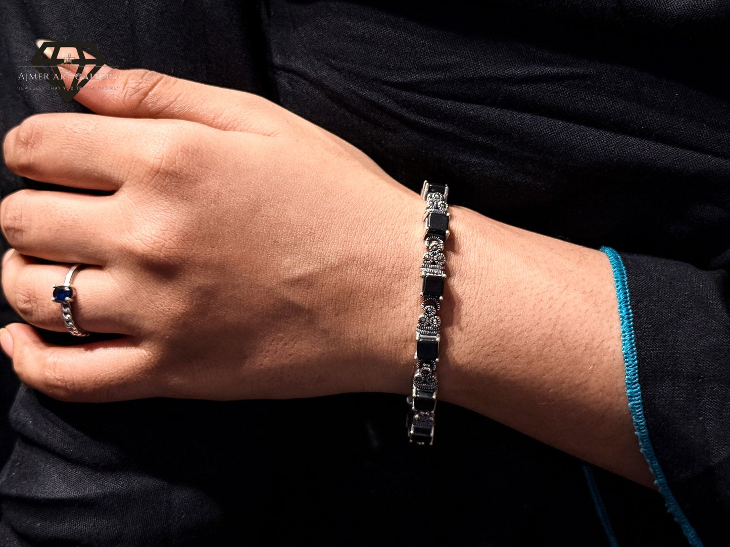 Black Gemstones Bracelet For Women