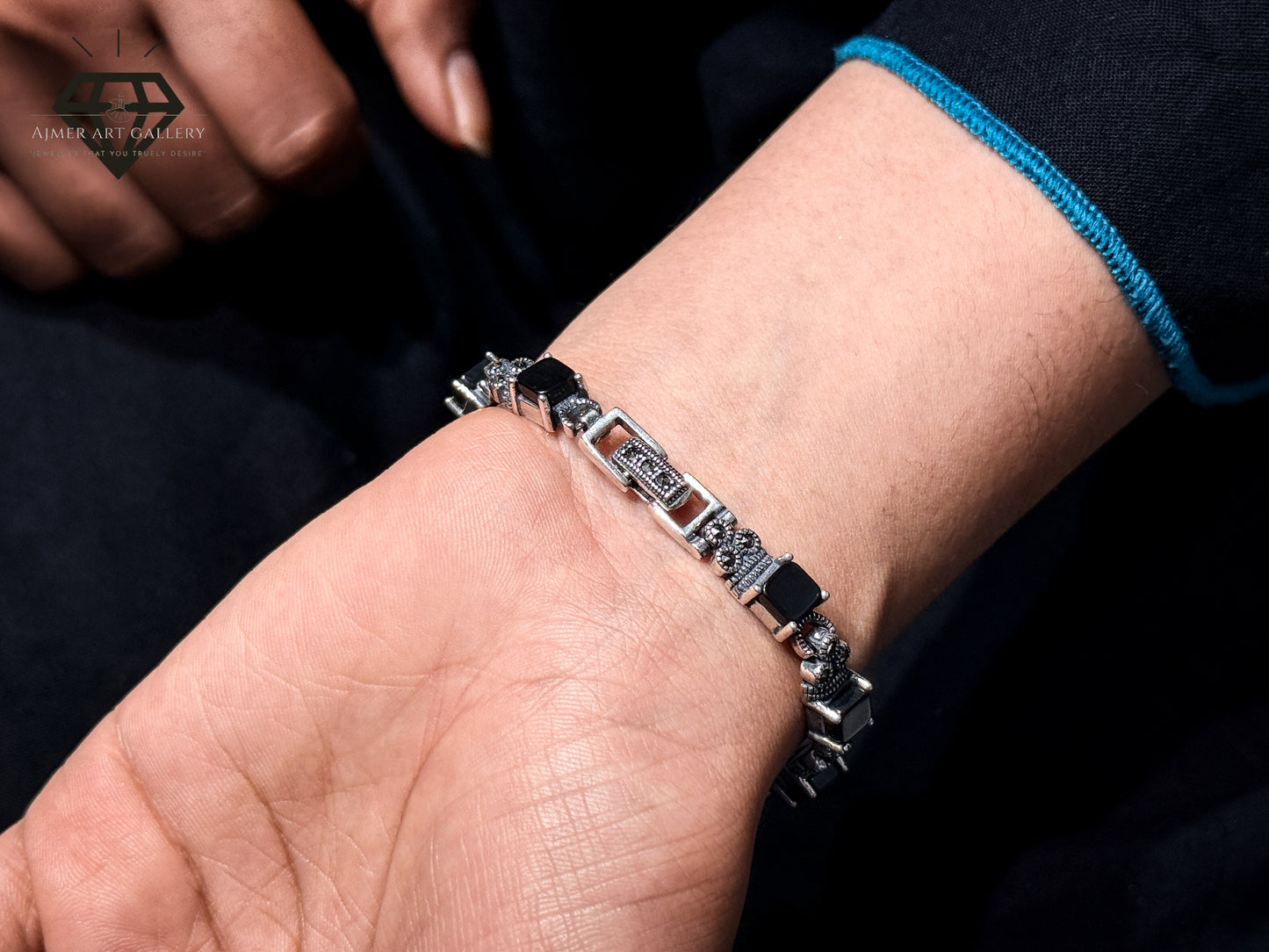 Black Gemstones Bracelet For Women