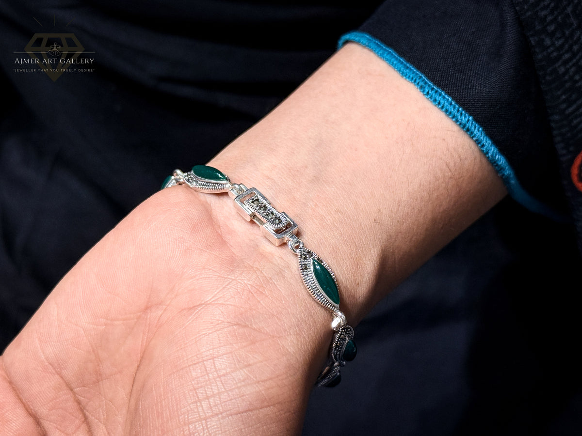 Premium Green Gemstones Bracelet For Women