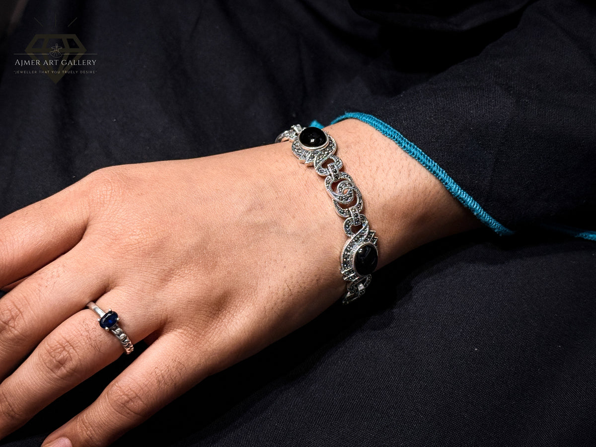 Premium Design Black Gemstones Bracelet For Women