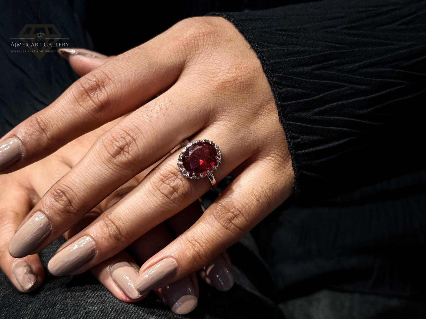 Luxury Ruby Silver Ring For Women
